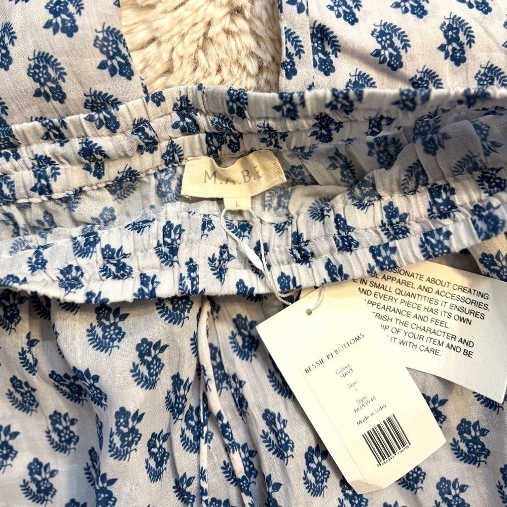 M.A.B.E Derby Bessie Print Pj Bottoms navy blue large - Picture 9 of 14